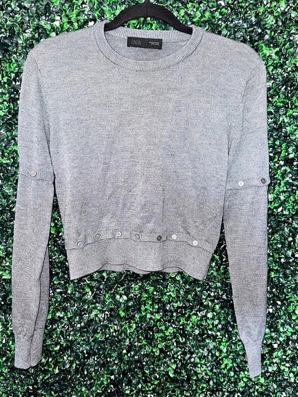 Zara Gray Crew Neck Sweater Size Medium Like New